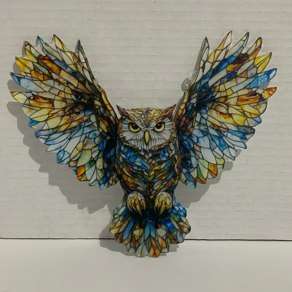 Suncatcher Acrylic Owl Bird Wildlife Home Cabin Decor New 8”